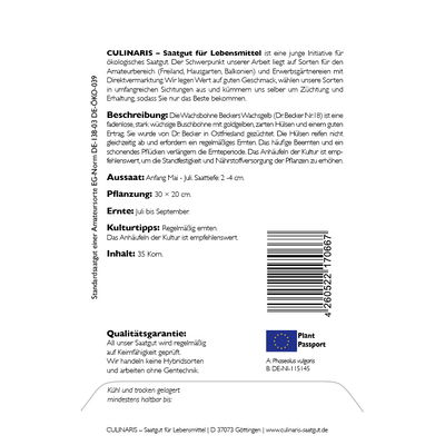 Thompson & Morgan Saatgut Buschbohne 'Beckers Wachsgelb', gelb