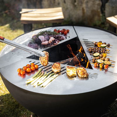 Edelstahl-Feuerstelle 'TRIA', schwarz, 100 x 55 x 100 cm