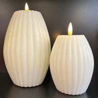 LED Echtwachskerze 'Stripe', weiß, Ø 10 x H 15 cm