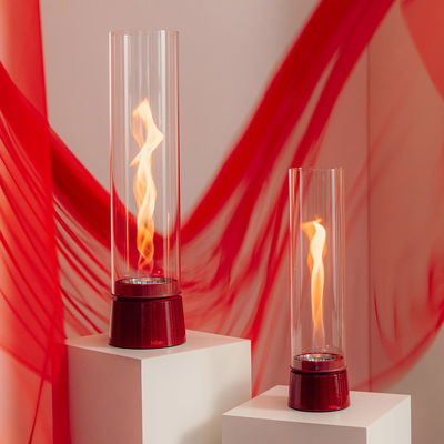 Höfats Tischfeuer 'Spin Air 900', rot, Edelstahl, Ø10,6 x H40,5 cm