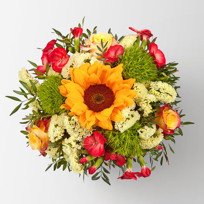 Blumenstrauß 'Sonnige Grüße', handgebunden Blumenstrauß 'Sonnige Grüße', handgebunden
