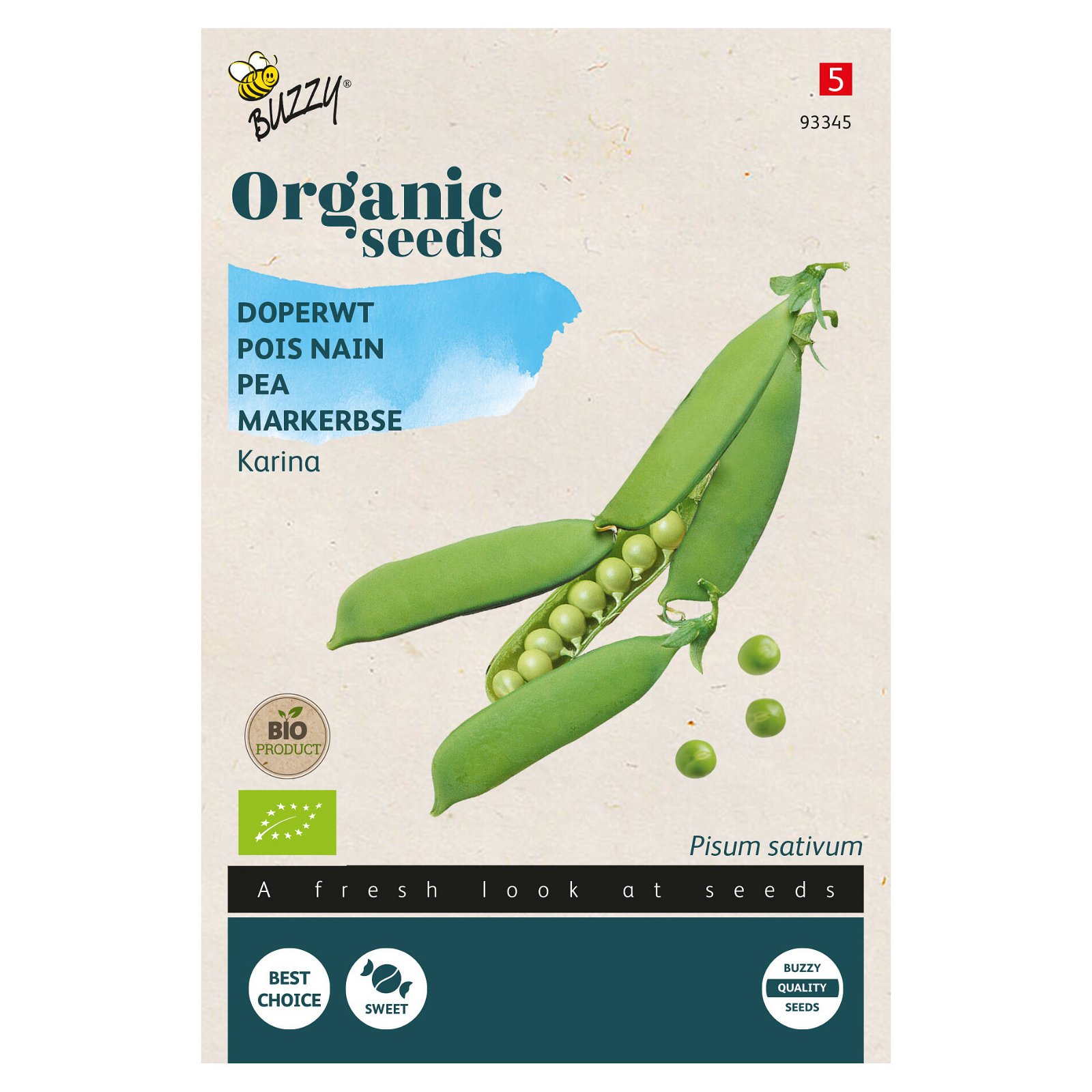 Bio Gemüsesamen, Bio-Markerbse 'Karina', grün, 20 g