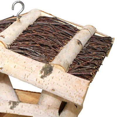 Vogelhaus Birke mit Reisigdach, 19 x 24 x 19 cm