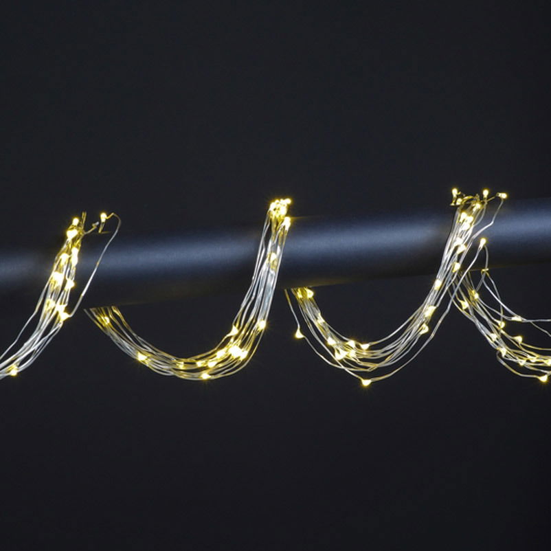 LED Silberdraht Regen, 480 Lichter, klassisch warm, Länge ca. 2 Meter