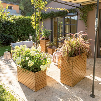 Lechuza Pflanzkasten 'Palo Natural Wood 80', ca. 78,5 x 78,5 x H 46 cm