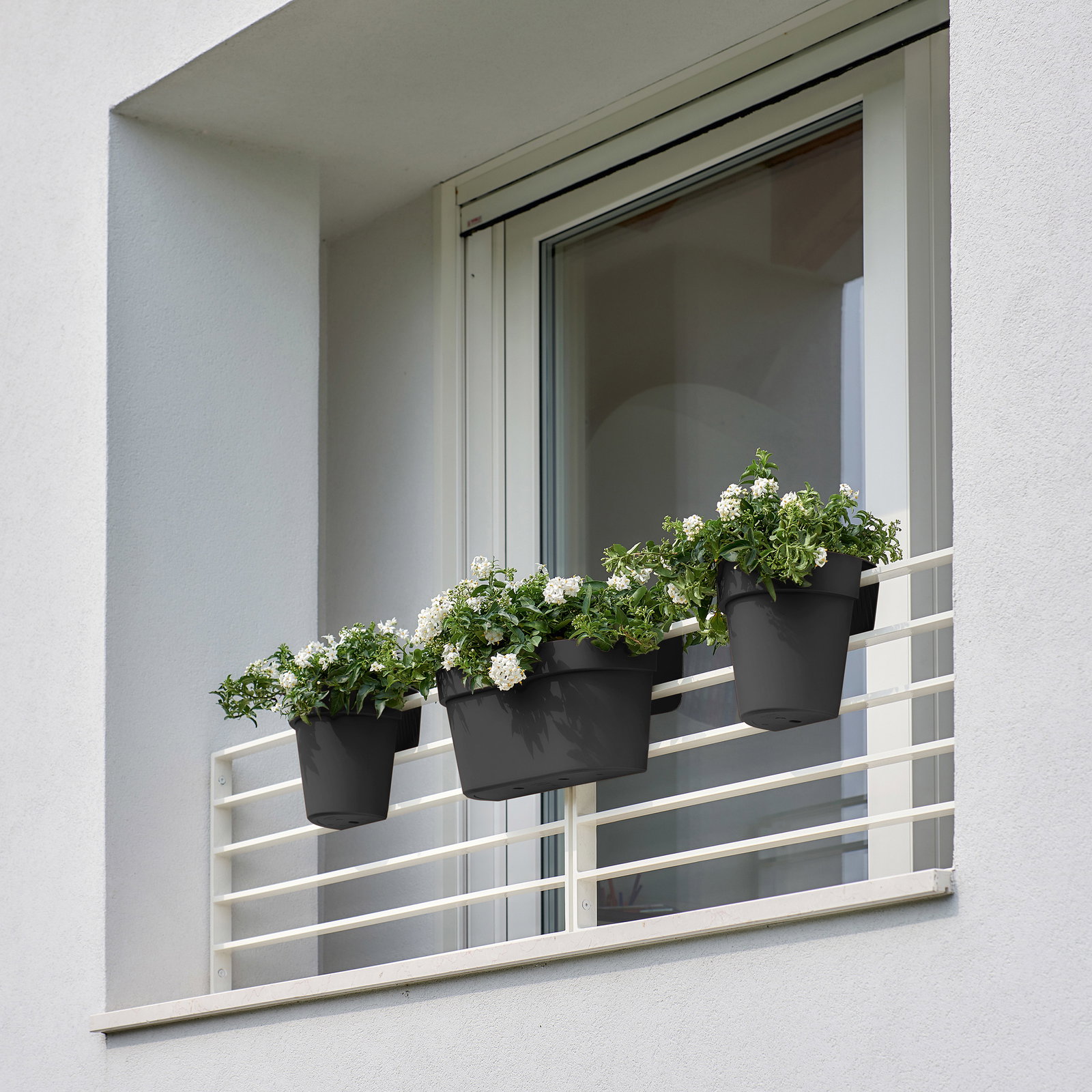 Euro 3 Plast Balkon-Hängetopf, anthrazit, ca. 25 x 20 x H 23 cm