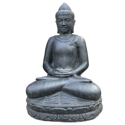 Buddha sitzend, anthrazit, dunkel grau, Steinguss, 80 x 55 x 45 cm, 57 kg