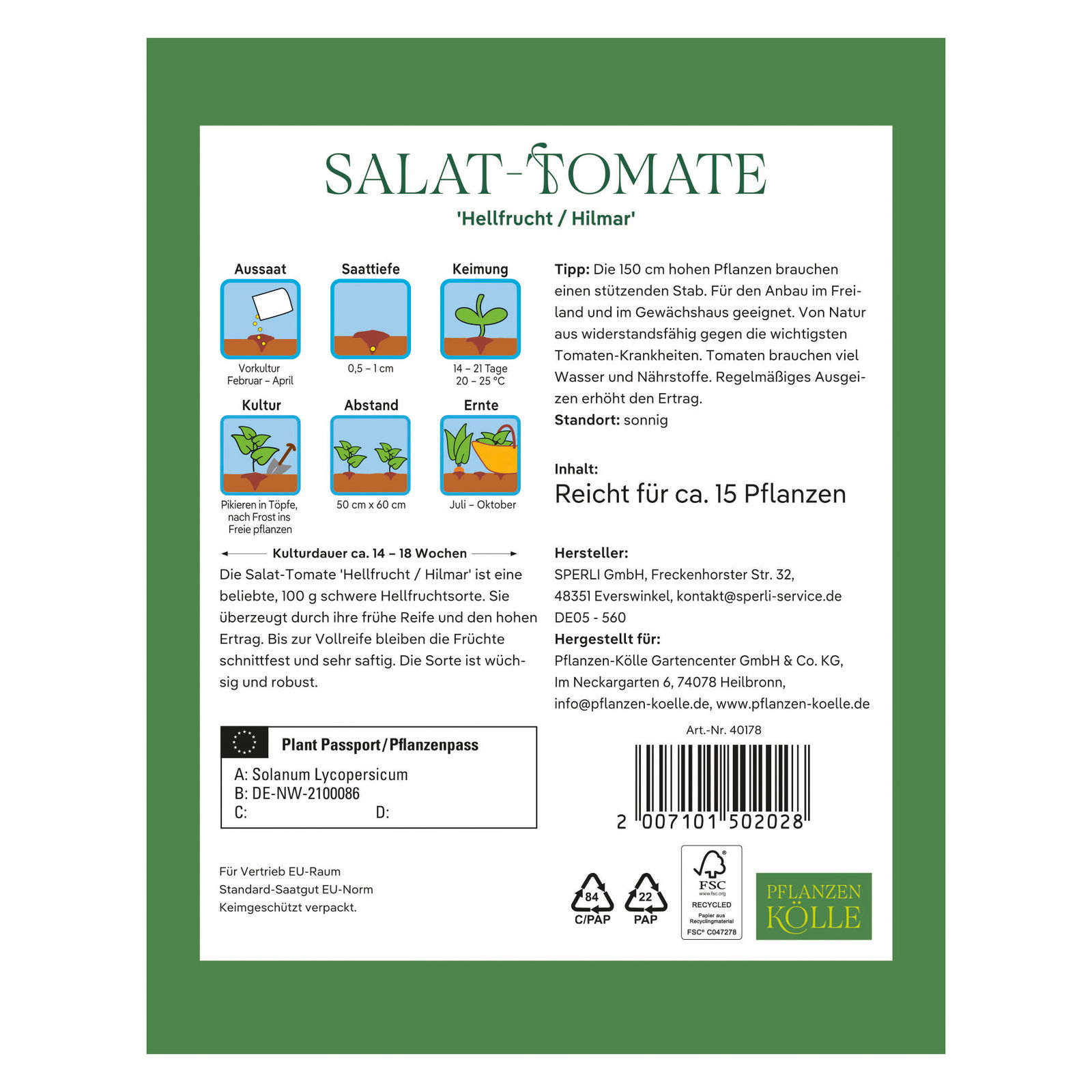 Kölles Beste Gemüsesamen, Salattomate 'Hellfrucht/ Hilmar' Kölles Beste Gemüsesamen, Salattomate 'Hellfrucht/ Hilmar'