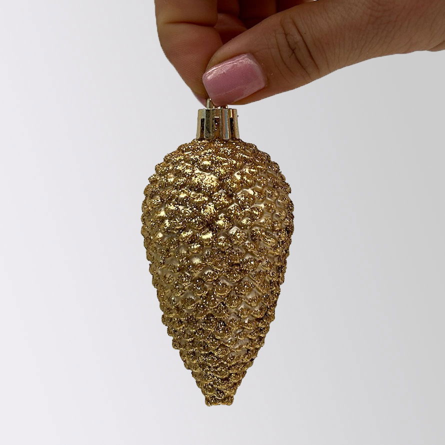 Glitter Zapfen, 6er-Set, hellgold, Höhe ca. 8 cm Glitter Zapfen, 6er-Set, hellgold, Höhe ca. 8 cm