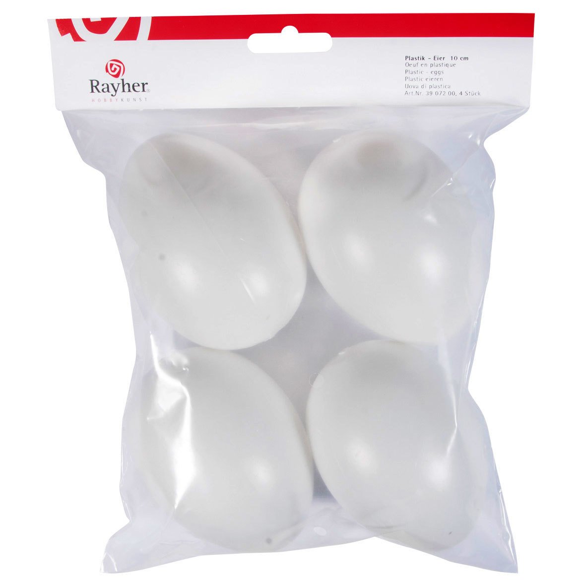 Plastikeier weiß ca. 10cm, 4 Eier im Beutel