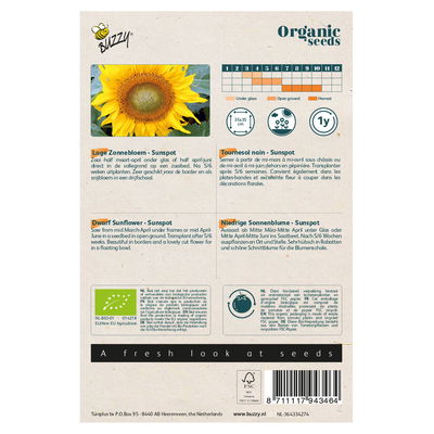 Bio Sonnenblumensamen 'Sunspot', gelb, 3 g Bio Sonnenblumensamen 'Sunspot', gelb, 3 g