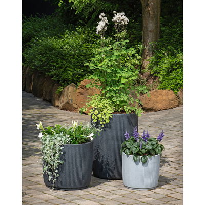 Scheurich Pflanzgefäß 'Linetto', grau, ca. Ø 39 x H 35 cm