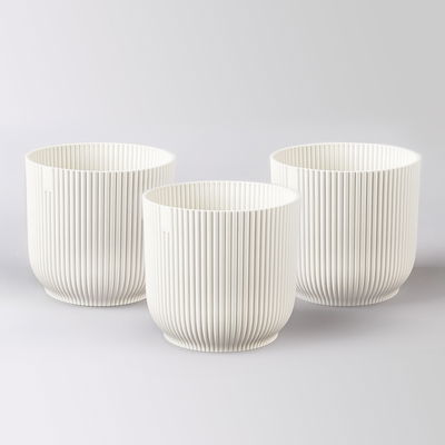 Elho Übertopf 'Vibes', seidenweiß, ca. Ø 14 x H 13 cm, 3er-Set