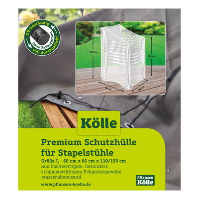Kölle Premiumschutzhülle für Stapelstühle, Größe L, Maße 66 x 66 x 110 cm / 150 cm Kölle Premiumschutzhülle für Stapelstühle, Größe L, Maße 66 x 66 x 110 cm / 150 cm