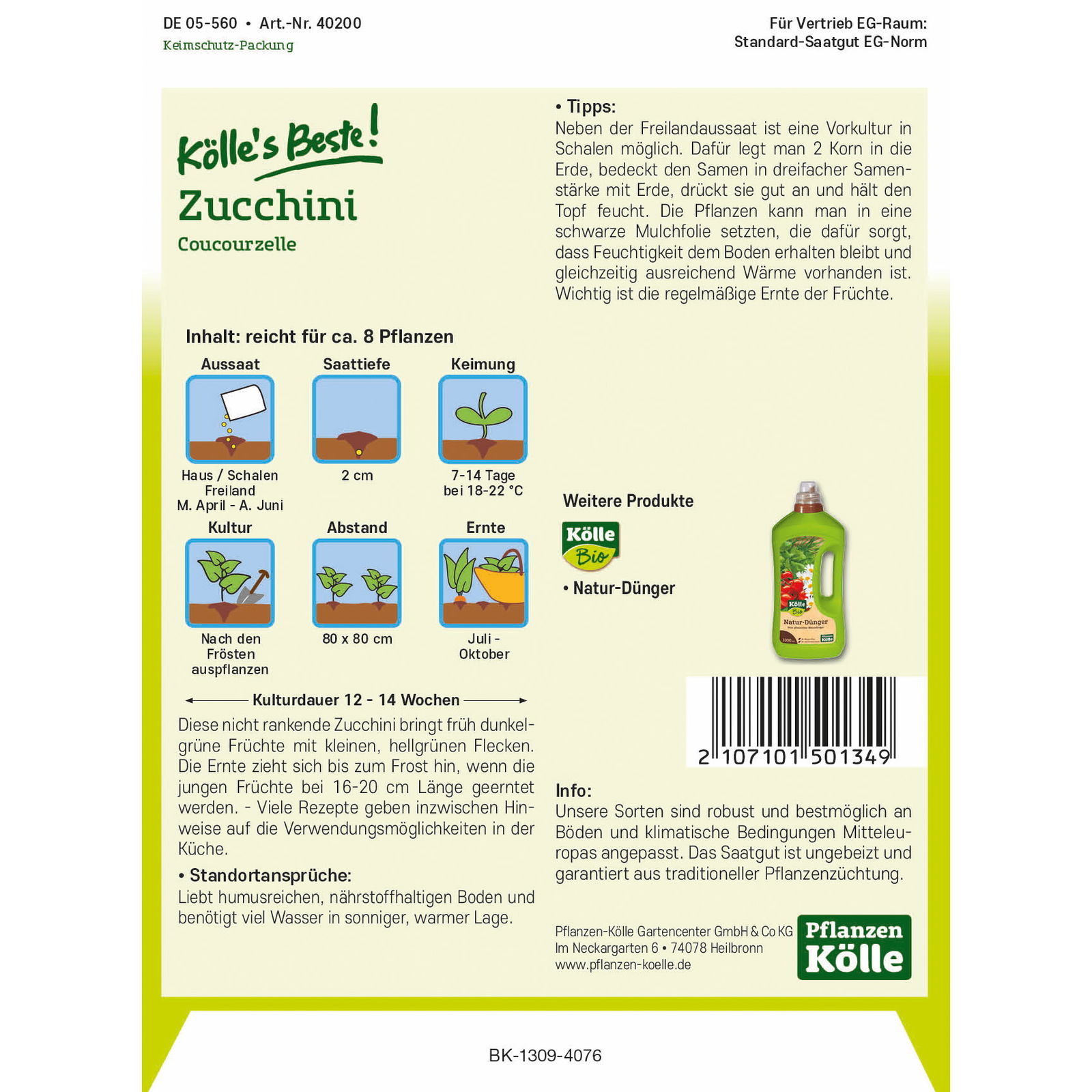 Kölle's Beste Gemüsesamen Zucchini 