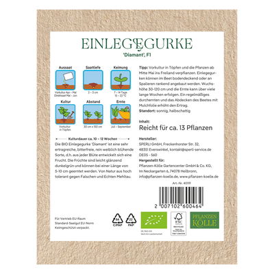 Kölle Bio Gemüsesamen, Einlegegurke 'Diamant'