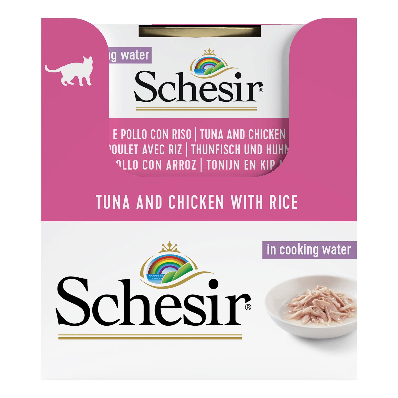 Schesir Cat Natural, Thunfisch, Hühnerfilet & Reis, 85 g Dose
