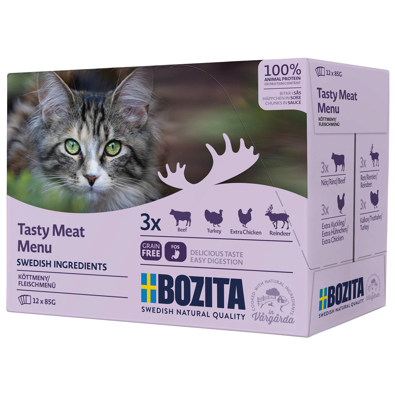 Bozita HIG Katze, Nassfutter, Multibox, Fleisch-Menü, 12 x 85 g