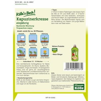 Kölles Beste Blumensamen Kapuzinerkresse rankend Mix