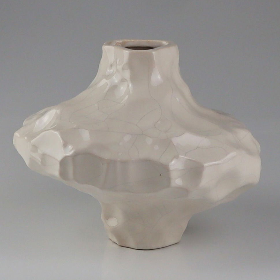 Keramik-Vase, weiß, ca. 21 x 21,5 x H17,5 cm