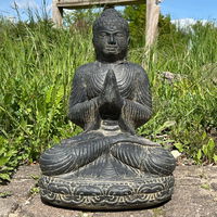 Buddha sitzend, grau, Steinguss, 45 x 30 x 23 cm