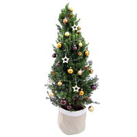 Weihnachtsbäumchen inkl. Deko, braun-gold, Jutesack natur-weiß, Höhe 120 cm