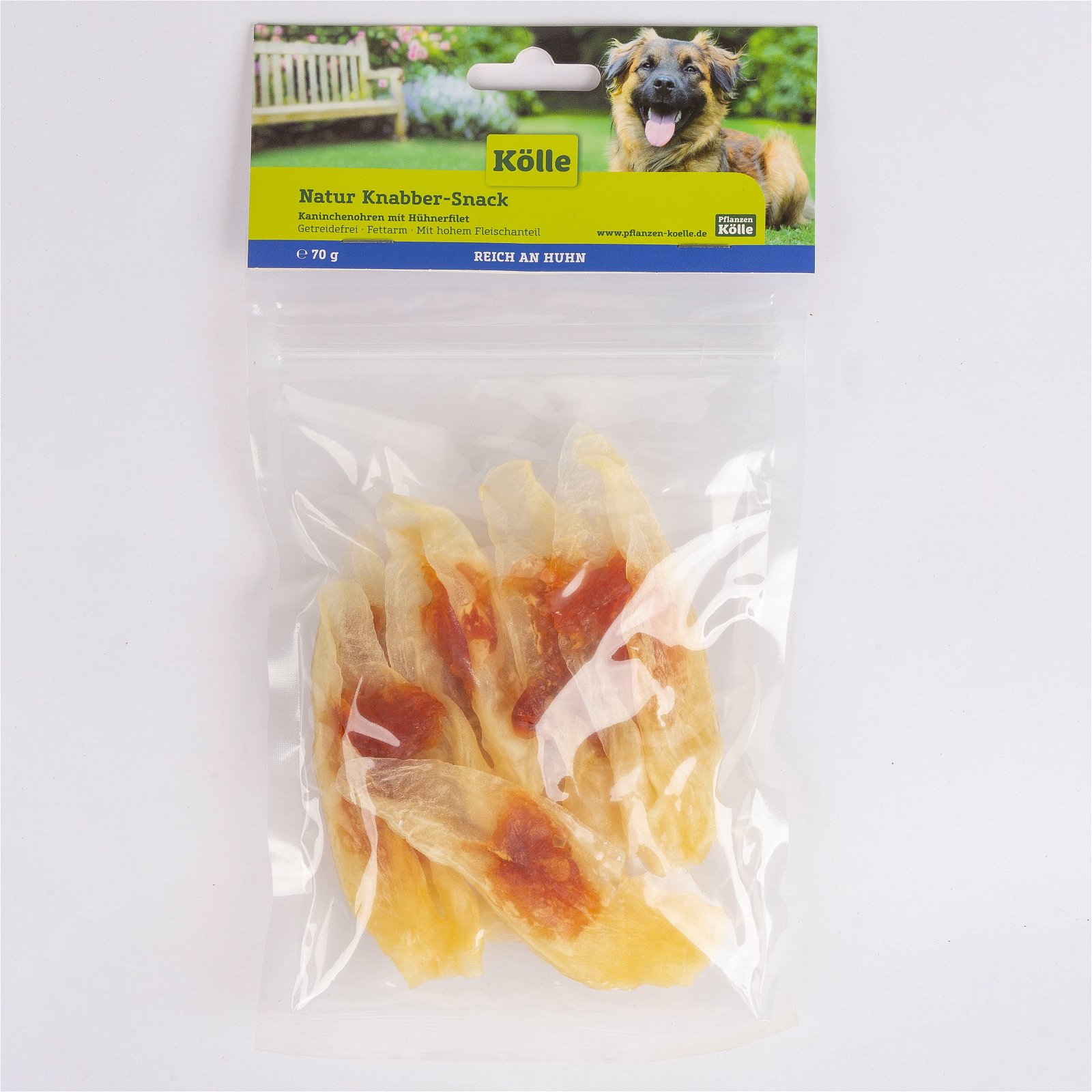 Natur Knabber-Snack für Hunde, Kaninchenohren mit Hühnerfilet, 150 g