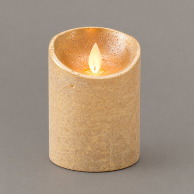 LED Echtwachskerze 'Magic Flame', gold, Ø 7,5 x H 10 cm