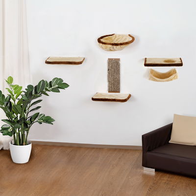 Silvio Design Katzen-Kletterwand, 6-teilig, beige-braun Silvio Design Katzen-Kletterwand, 6-teilig, beige-braun