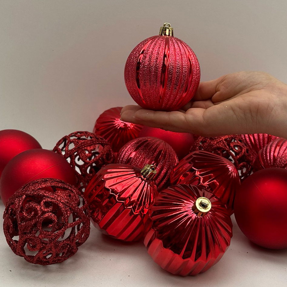 Christbaumkugelnkugelmix, 16er-Set, weihnachtsrot, ca. Ø 8 cm Christbaumkugelnkugelmix, 16er-Set, weihnachtsrot, ca. Ø 8 cm