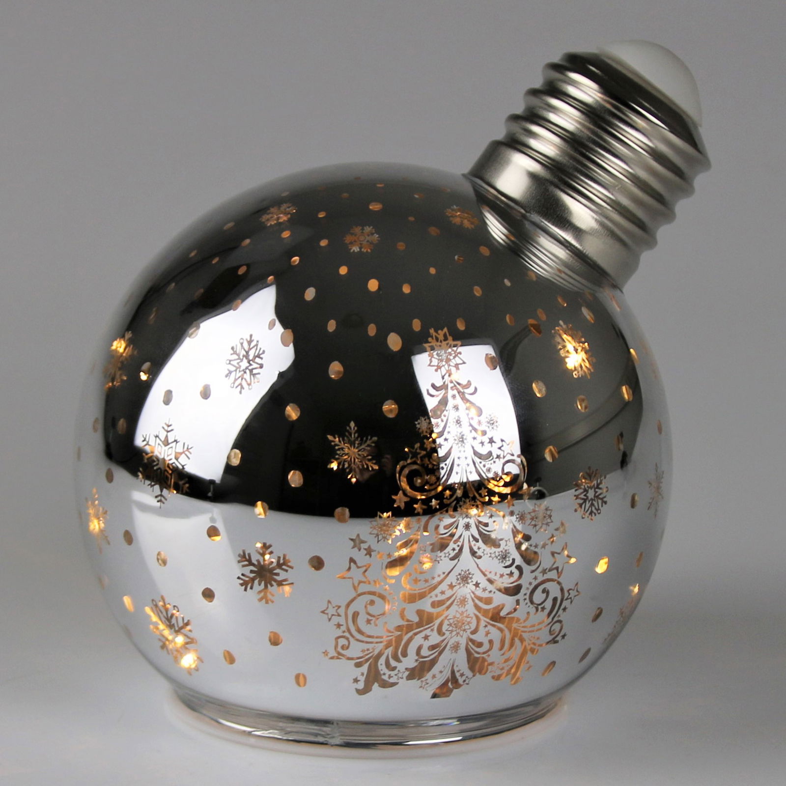 LED Kugel 'Baum', silber, ca. Ø 12 x H 13 cm LED Kugel 'Baum', silber, ca. Ø 12 x H 13 cm