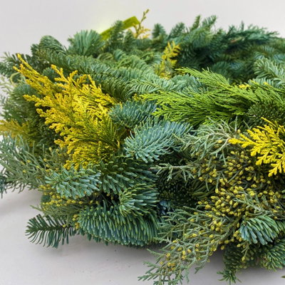 Adventskranz, Mix-Grün, rund gebunden, ca 50 cm Ø Adventskranz, Mix-Grün, rund gebunden, ca 50 cm Ø