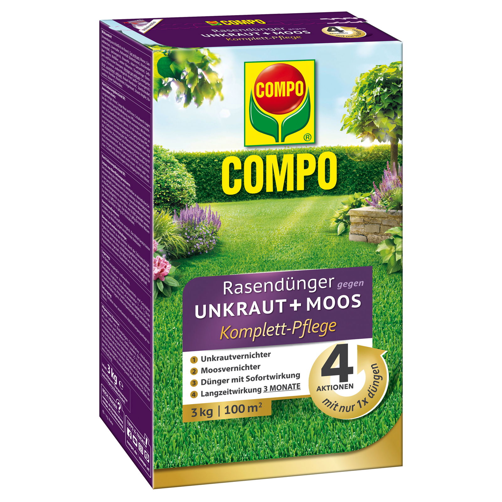 Compo Rasendünger gegen Unkraut u Moos Kpl.pflege, 3 kg