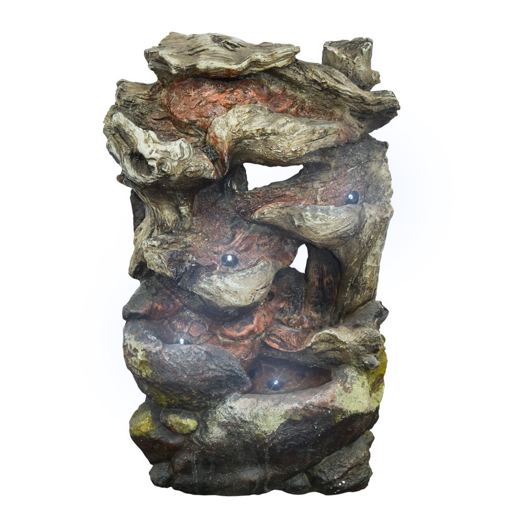 Brunnen aus Polyresin inkl. Pumpe, Licht und 10 m Kabel, ca. 35x30x56 cm