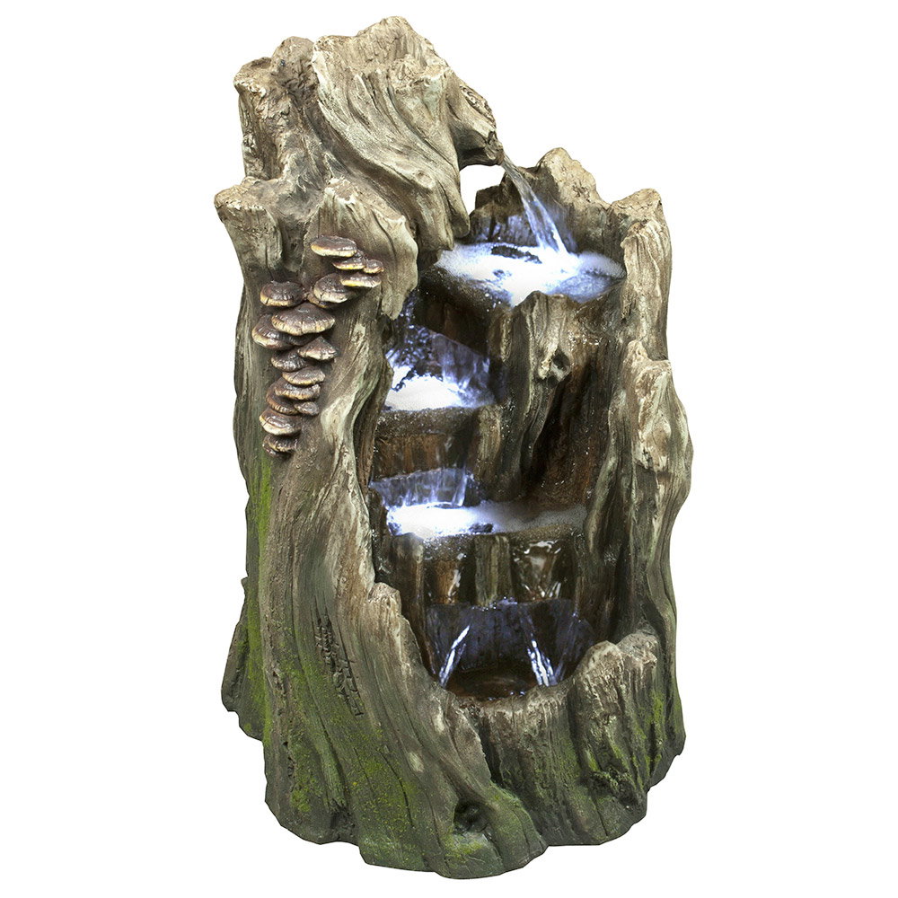 Brunnen aus Polyresin mit Licht, Pumpe und Kabel, ca. 32x32x57 cm
